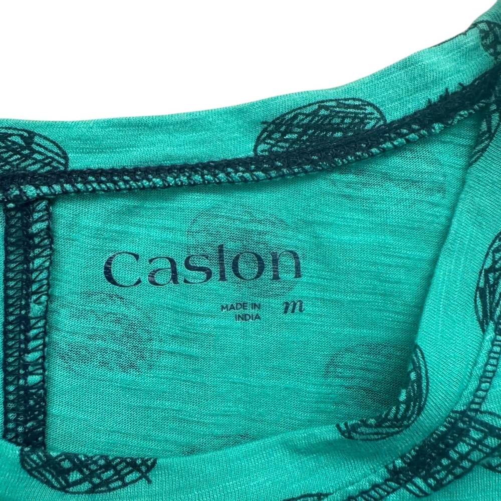 Caslon Tee Women's Medium Teal Navy Dot Print Scoop Neck Cotton Modal - Picture 6 of 12